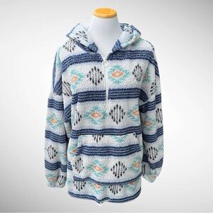 SO Sherpa Hooded Quarter-Zip Pullover Long-Sleeve Tunic